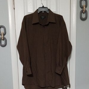 {$15 BUNDLED} OMEGA Mocha Brown Button Down Long Sleeve Shirt
